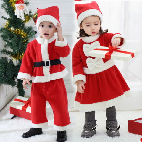 要出典 クリスマス 衣装 子供服 キッズ ボア サンタ服