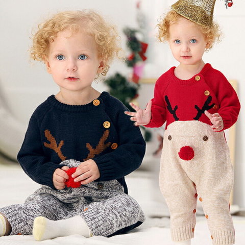 要出典 クリスマス 衣装 子供服 ベビー ロンパース ニット トナカイ