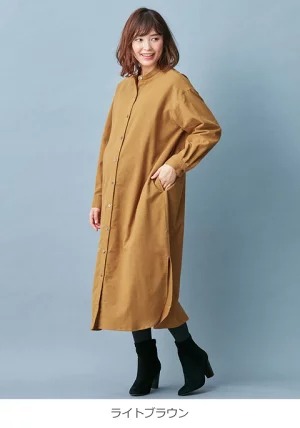 要出典 エンジェリーベ マタニティ 授乳しやすい起毛シャツワンピース