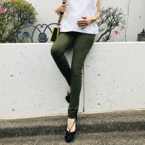 要出典 マタニティパンツ ミルクティー マタニティパンツ スーパーストレッチスキニーパンツ
