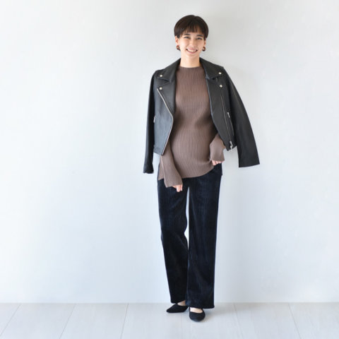 要出典 妊婦健診 服 パールズ 極暖裏ヒート素材 ベロアコーデュロイ マタニティワイドパンツ