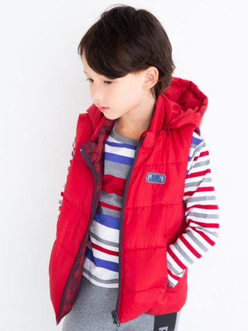 要出典 キッズ ダウンベスト BeBe espoir シリコン プリント リバーシブル ダウン ベスト