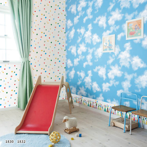 要出典 子ども部屋 壁紙 空柄ポップクロス