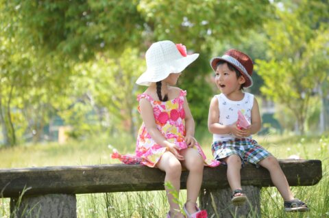 子供 夏 女の子 男の子 日本人 帽子 サンダル