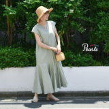 要出典 マタニティワンピース パールズ 麻綿素材の授乳口付きマーメイドフレアワンピース