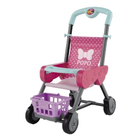 要出典 人形用ベビーカー ぽぽちゃんのお買いものベビーカー カゴ&お世話テーブルつき ラズベリーピンク
