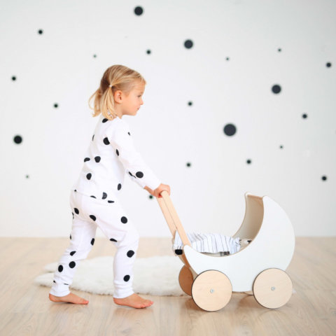 要出典 人形用ベビーカー 木製 手押し車 ooh noo Toy Pram