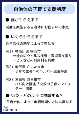 自治体の子育て支援制度 サマリー