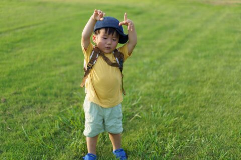 子ども 男の子 リュック 帽子 夏 公園